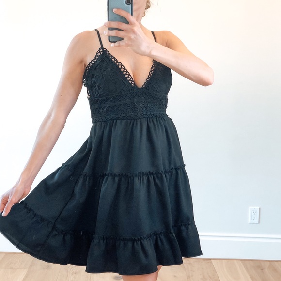 TULUM Black Ruffle Tie Back Sundress - Picture 3 of 5